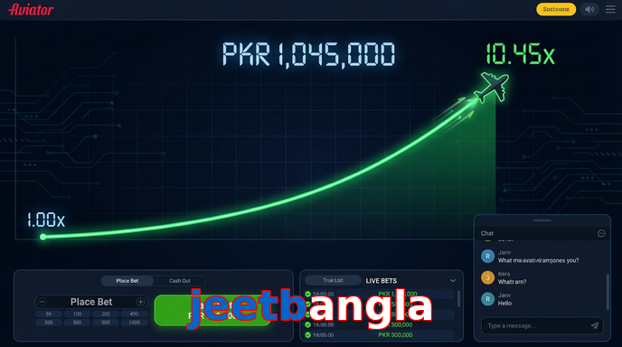 Main screen of Jeetbangla aviator page for PK players